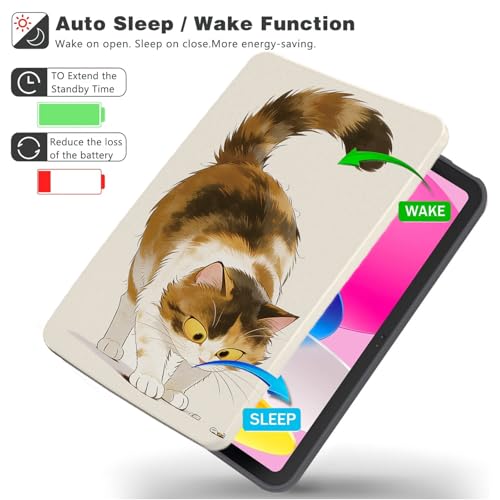 Coque iPad 11 2025 chat tricolore avec porte-crayon antichoc