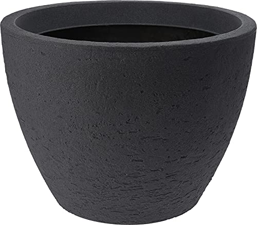 Image of Muddy Hands Large Stone Effect Plant Pot Outdoor Garden Round Flower Tree Plastic Planter (Ø - 60cm, Anthracite)