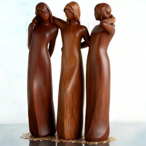 Sisters by My Side, Celebrates Sister Friendships Sculpture,Sea Glass Style Resin Friendship Sculpture,Memorial Ornament Gift for Women (Brown -3 Sisters)