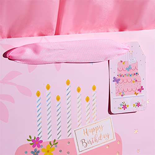 Suncolor 16" Extra Large Gift Bag With Tissue Paper For Girls (Happy Birthday Cake) #TOP1