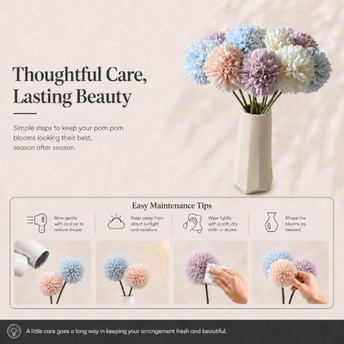Image of Mandy's 12pcs Artificial Multicolor Ball Chrysanthemum Flowers