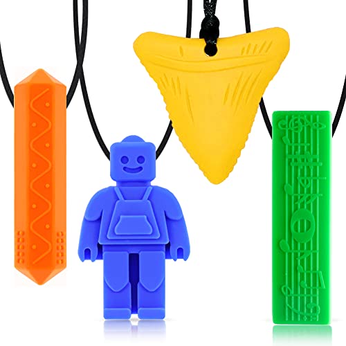 TUXEPOC Sensory Chew Necklace,Sensory Oral Motor Chew Tool,for ADHD, Autism, SPD, Oral Motor Stimulation, Special Needs(Blue) thumbnail