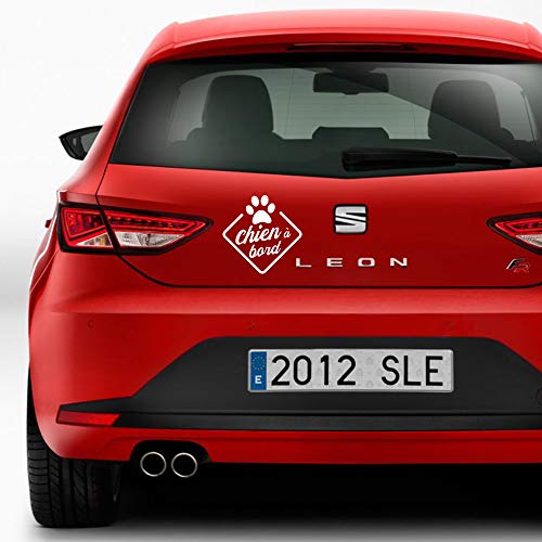 Anakiss Sticker Chien à Bord pour Voiture Patte, 15 cm, Blanc – vue 2
