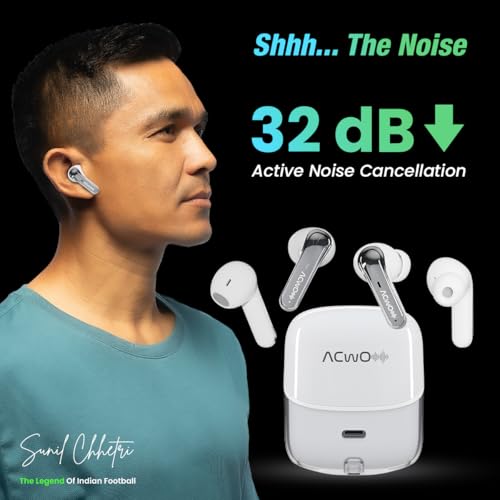 ACwO Dwots Fire ANC|India's First 4 in Ear Buds in 1 Case with ANC|70Hrs Battery|ANC&Transparency Mode|Bass&Theatre Modes|4 Mics Ai-Enc for Clear Calls|3D Spatial Audio(Eclipse White) 4 41o0Gty+0yL