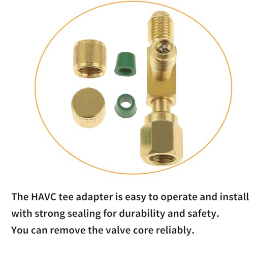 Image of Quick Coupler Access Tee, 1 /4 In Valves Core Tee Adapter with Swivel Connector, 1 /4 inch F. Flare w /Depressor Tip x 1 /4 inch M. Flare Access for Gauge Deep Vacuum Pump Manifold