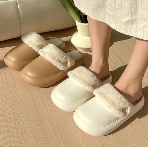 Winter Warm Push Cotton Slippers for Women Thickened Anti-Slip Water-Resistant Washable Slippers Close Toe Home shoes4