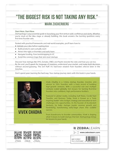 Image of Startupology: Ideation to Execution for First-Time Founders | Actionable Strategies, 15+ Frameworks & 9 Case Studies of Indian Startups to Launch with Confidence | By Vivek Chadha | ZebraLearn Books