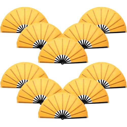 QIRMIZI 10PCS Large Folding Hand Rave Fan - Popping Fan Clacking Fans for Chinese Kung Fu, Tai Chi, Dance, Music Festivals,Carnivals, Weddings, EDM Events, Parties & Decorations,Orange by QIRMIZI - Used condition - US$13.78