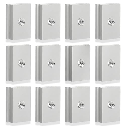 YFaith 12 Piezas Tuercas de Carril M6, 30 x 23 mm Tuercas Deslizantes en T, M6 Aleación Aluminio de T-Ranura, Plateado T-Track Slider Tuerca, para Proyectos Carpintería en Casa y Taller