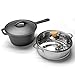 LOCEHNGY Cast Iron Melting Pot Cooking Pot,Sauce Pan with Lid,2 Quart Cooking Pot, Small Saucepan with Steamer