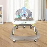 Trotteur Bébé réglable en Hauteur avec Roues Silencieuses, Centre d'Activités avec Musique et Lumières, pour Bébé de 6 à 18 Mois, Charge 12 kg-67 * 72 * 92cm-Kaki(B)