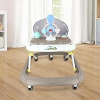 Girello 5 In 1 Regolabile In Altezza – Con Musica, Luci, Vassoio Rimovibile, Pieghevole, Per Bambini 6-18 Mesi, Carico 12 Kg, Cachi