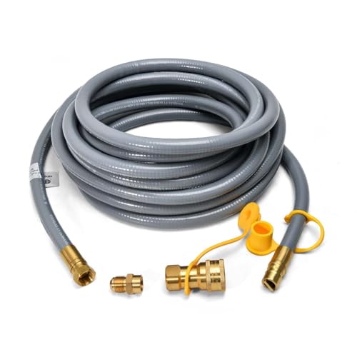 ABYDA 24Feet 1/2 Inch ID Natural Gas Hose with Quick Connect Fitting-Ideal for BBQ, Grill, Pizza Oven, Patio Heater, and More Low-Pressure Appliances - Natural Gas Conversion Kit, CSA Certified
