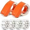STICK UP 6 Rolls Packing Tape with 2 Dispensers, 390 Yds Total, 1.88 inch x 65 Yds Heavy Duty Shipping Tape, Strong Adhesive Clear Packaging Tape for Moving, Shipping and Mailing Supplies