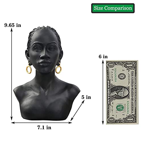 Black African Woman Bust Statues, Modern Decor African American Bust Statue, Creative Resin African American Figurines, Long Black Hair African Art Bust, Suitable For Living Room Decor #TOP1