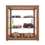 KoolMore 20 in. 3-Tier Dark Wood Countertop Dry Bakery Display Case, Pastry, Cake and Cookie Display with Tempered Glass