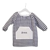 Asa para colgar Bata infantil guardería Personalizada con nombre bordado tela vichy de algodón (Bata azul)