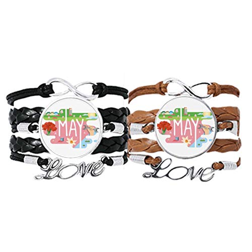 Bracelets en cuir mois de mai de haute qualité avec finitions soignées en lot de 2