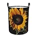 Sunflower Black Background print Circular Hamper Waterproof Storage Bin Organizer Basket Laundry Hamper With Handles For Clothes Toys Medium