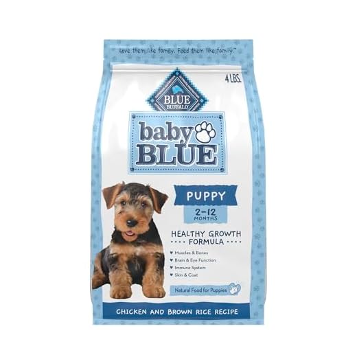 Blue Buffalo Baby Blue Natural Dry Food for Puppies, Healthy Growth Formula with DHA, Savory Chicken Recipe, 4-lb Bag