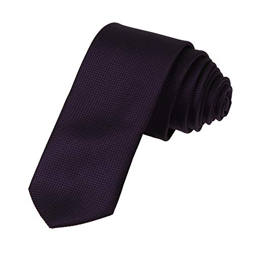 DAN SMITH Microfiber Men Thin Neckwear Checkers Skinny Ties Purple 5.5 Cm DAE2020 Indigo