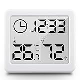 ミニ＆温度計 1本セット スイッチ 粘着/嵌入使用可能 デジタル液晶スクリーン 温室ハウス/地下室/家庭/ベビールームなど/爬虫類/適用 黒 時計 デジタル 温度計 温湿度計 お風呂場用 マグネット 吸着式 スタンド式 お風呂クロック&温湿度計 ホワイト