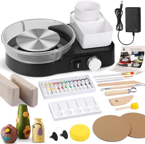 Innofans Töpferscheibe Elektrisch Set für Anfänger & Profis – Komplettes Töpferset für Zuhause mit 1kg Ton, 0-200 U/min & Zubehör, Geräuscharme Pottery Wheel Maschine für Kreative DIY-Projekte