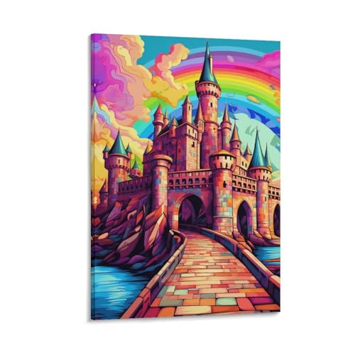 Château magique pour décoration murale de salon chaleureux