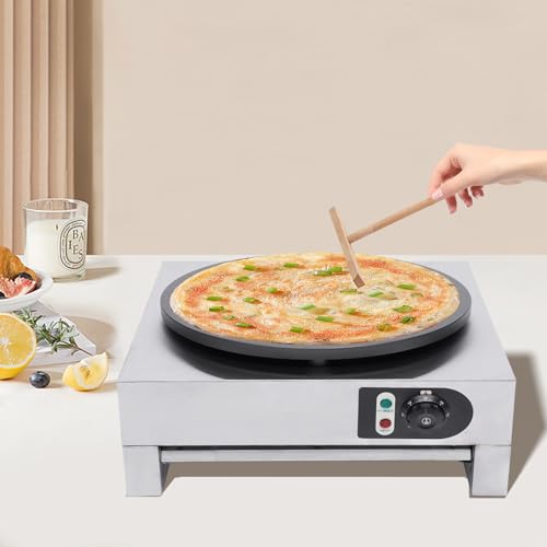 Máquina para crepes eléctrica de 40 cm, 3000 W, revestimiento antiadherente, temperatura regulable de 50 a 300 °C