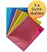 Produktbild ELBA 400115172 Sichthüllen Urban 5er Pack aus Kunststoff für DIN A4 mit Corner Lock 5 Stück in rot orange hellgrün blau und hellblau