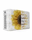 Indoor Air Conditioner Cover, Yellow Sunflowers Double Insulated AC Covers for Inside, You Are My Sunshine Wood Rustic Waterproof Window Air Conditioner Covers with Elastic Straps 17'Lx13'Wx3.5'D