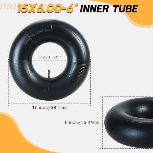 weyleity 2 Pack 15x6.00-6 Inner Tube | Durable Replacement Tire Tubes with TR-13 Valve Stem for Lawn Mowers, Go Karts, ATVs, Yard Tractors, Wheelbarrows, Golf Carts