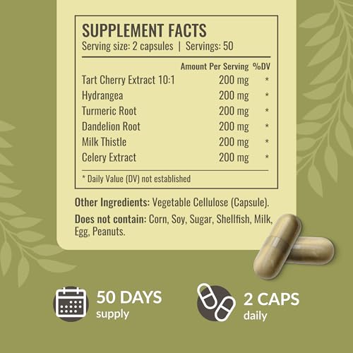 HERBAMAMA Uric Acid Cleanse & Joint Support Capsules - 1200 mg Tart Cherry Powder, Milk Thistle, Celery Root Complex - Uric Acid Level Support Supplement - Vegan, Non-GMO - 100 Caps