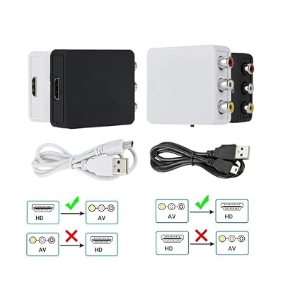 HDMI-Compatible to AV R/CA CVSB L/R Video Scaler Adapter HD 1080P Video Box Converter AV to HD-MI ConverterFor PC HDTV Projector(AV2HD White)