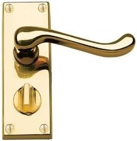 Henderson Hardware Picasso Victorian Scroll Lever Bathroom Door Handles (Pair). Polished Brass Finish J33685