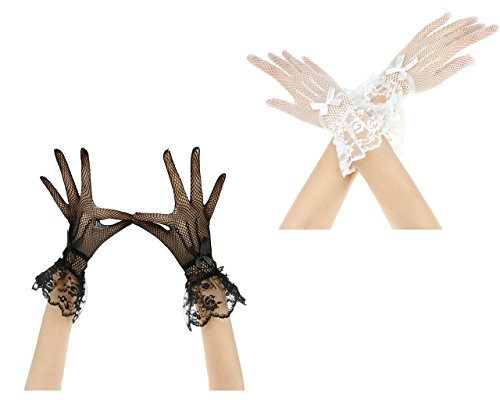 Fakeface Women Bridal Evening Party Wedding Wrist Length Gloves Black+White #TOP19