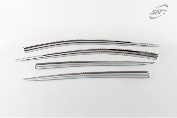 Safe Chrome Window Visor Deflector Sun Rain Vent Guard 4 Pcs Set Compatible with 2017~2018 Elantra Out Channel Visor