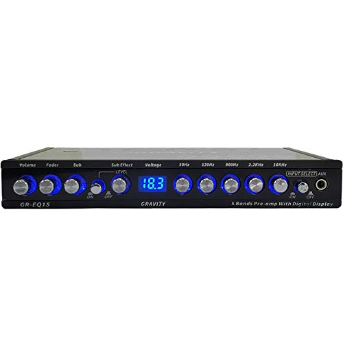 Gravity Eq15 1/2 Din Five Equalization Bands Car Audio Equalizer Eq Front, Rear +Master Volume Control With Up To 9 Volts Rms Of Output/Three Stereo Rca Output #TOP2