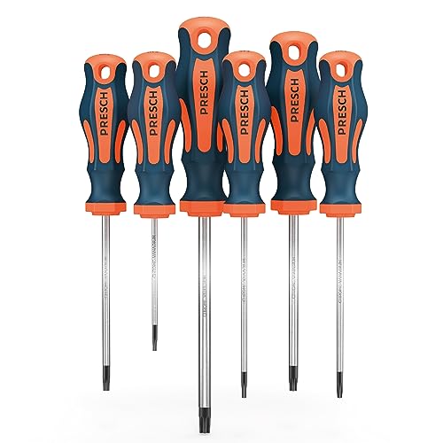 Presch TX Schraubendreher Set 6-teilig TÜV - GS geprüft - Magnetische Sternschraubenzieher - Innensechsrund T Schraubenzieher Satz - Profi Werkzeug zum Schrauben