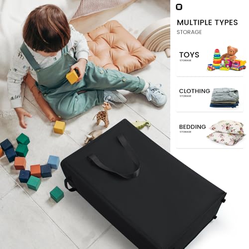 Virklyee Slim Wäschekorb Faltbarer Wäschekorb mit Griffen für Waschküche, Schlafzimmer, Badezimmer, 39x19x61CM, 45L (Schwarz)