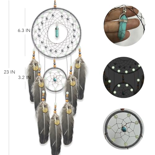 Dream Catchers for Adults Kids Handmade Dreamcatcher Hanging for Boy Girl Bedroom Wall Dector Glow in Dark Gift - Thumbnail 2