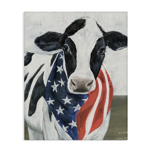 Patriotic Farm Cow Americana, 16 x 20 Inch Canvas Wall Art