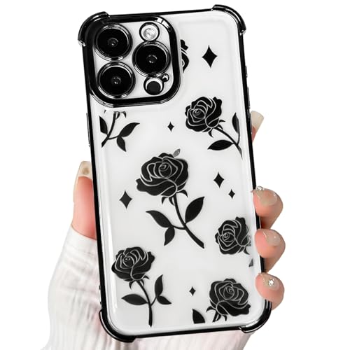 Lovmooful for iPhone 12 Pro Max Case Cute Clear Rose Flower Floral-Black by Lovmooful - Used condition - US$5.73