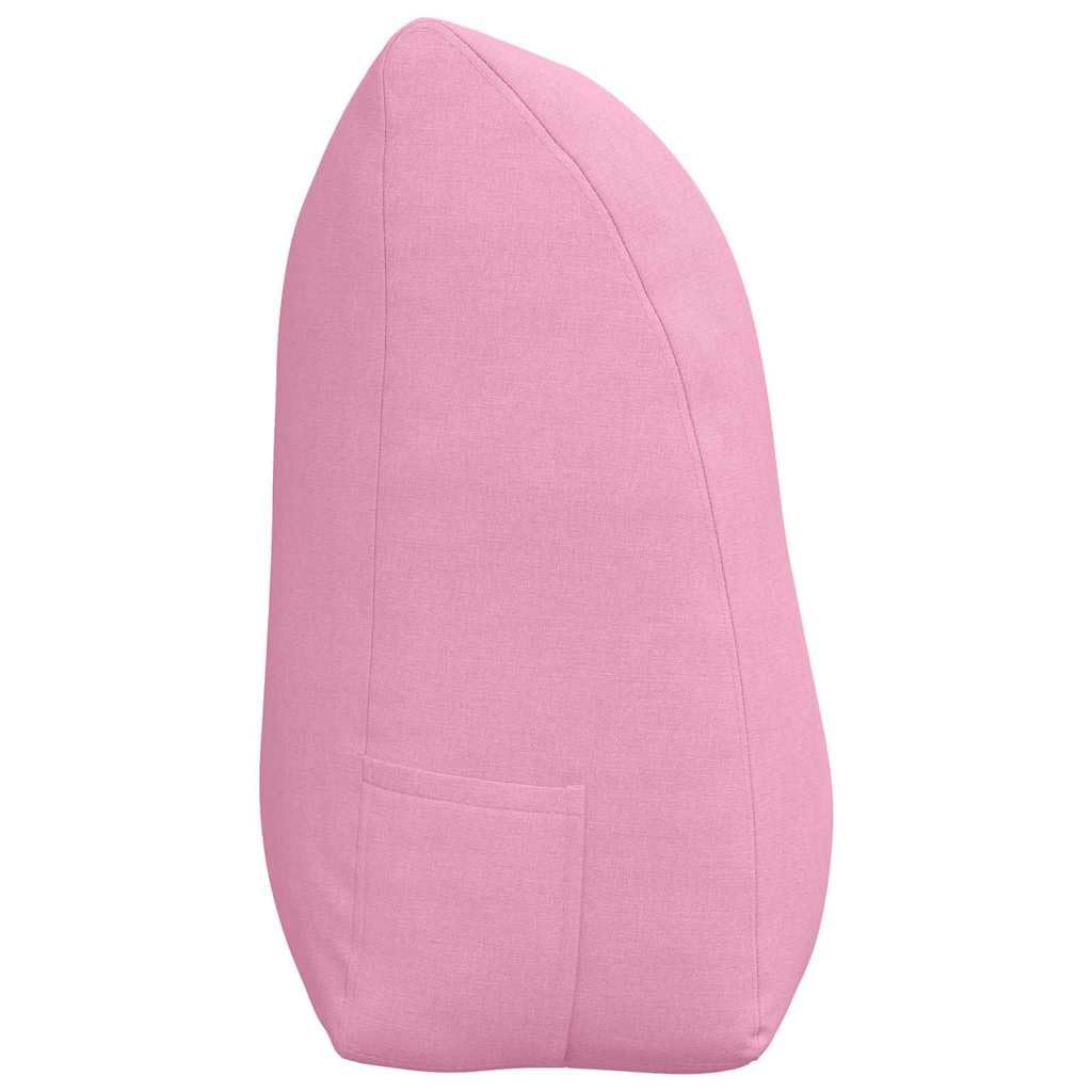 Rücken Kissen Rosa 100x24x50 cm Samt-Optik - Ergonomisches Lesekissen mit Knöpfen und Abnehmbarem Bezug - Großes Rückenkissen für Bett, Sofa und Home Office