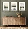 Muted Abstract Landscape Set of 3 Unframed Wall Poster Prints, Digitally Printed Painting Style, Lounge Bedroom Kitchen Bathroom Home Decor, Muted Tones, Green White Grey Black (A3) #3