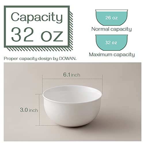 Dowan Ceramic Soup Bowls, 32 Ounces Cereal Bowl Set For 6, Porcelain Salad Bowls For Kitchen, White Bowls For Cereal Soup Ramen Pasta Salad Oatmeal, Dishwasher And Microwave Safe #TOP30