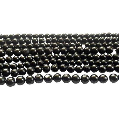 Tourmaline noire 6,5mm en perles rondes lisses pour la création de bijoux uniques sur fil de 13"