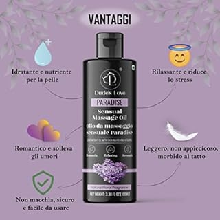 Dude's Love - Olio da massaggio commestibile per il corpo floreale alla lavanda-Rilassante, rilassante e senza macchie|Olio aromaterapico non appiccicoso con fiori d'arancio e olio essenziale