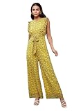 Miss Chase Tuta da donna con scollo rotondo senza maniche floreale a gamba larga con tasche, Multicolore, XL