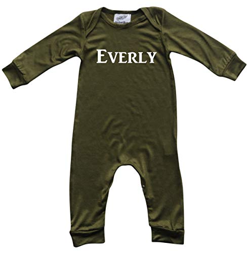 Personalized Custom Silky Long Sleeve Baby Romper (Army Green, 3-6 Months (6M))